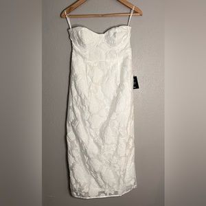 Lulus From this Day Floral Jacquard Strapless Midi Dress